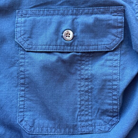 Redhead Mens Long Sleeve Button-Up Shirt Blue Workwear Size L Cotton Retro Style - Picture 3 of 7